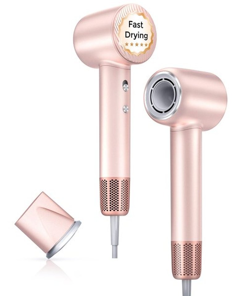 Meditoross Hair Dryer, Professional 140000 RPM High-Speed Brushless Motor Negative Ionic Low Noise Blow Dryer for Fast Drying, Thermo-Control Quiet with Magnetic Nozzle for Home Travel Salon Use,Pink