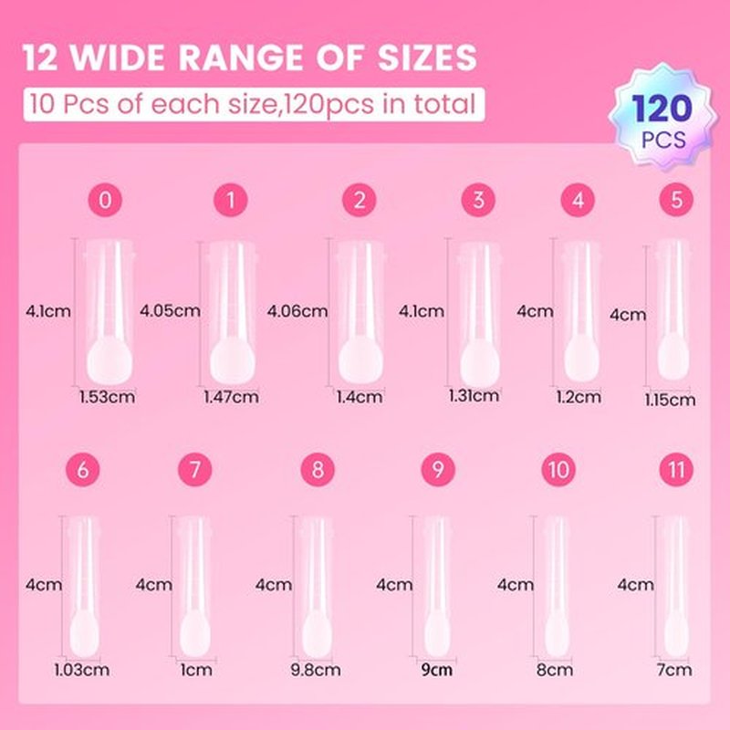 Polygel Nail Forms Kit for Toes,GlimightyX Reusable Toenails Dual Forms for Polygel with 1.35oz Nail Slip Solution Anti-Stick,with Dual-Ended Brush,Nail File and Nail Clips,12 Sizes 120Pcs