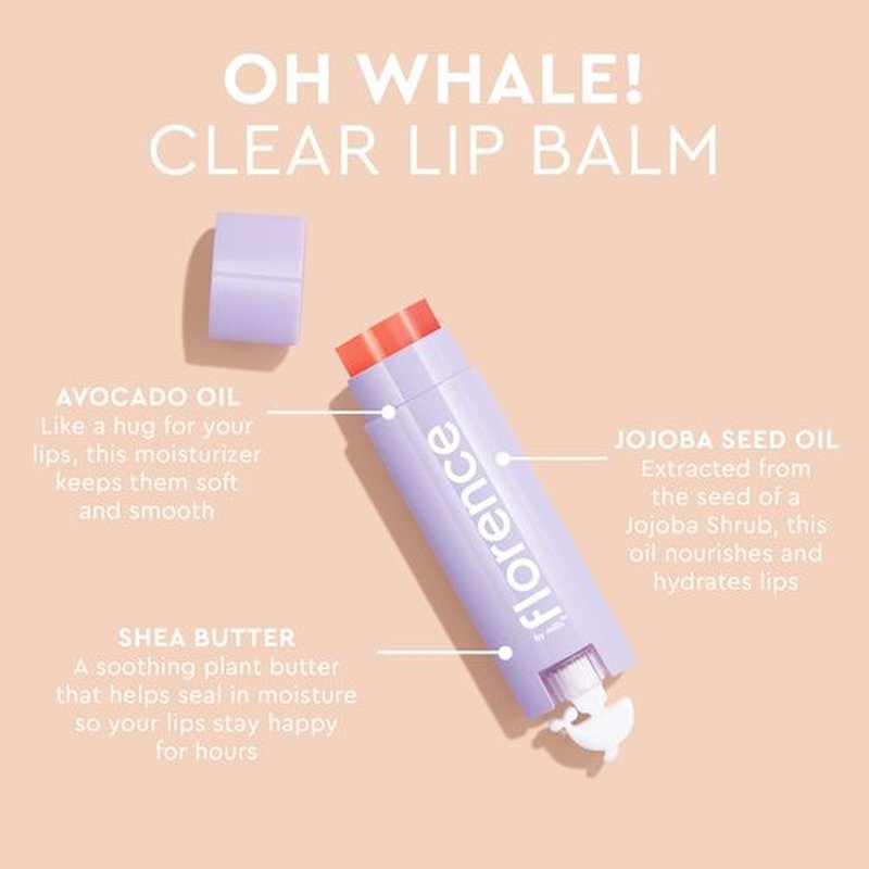 florence by mills Oh Whale! Lip Balm, Clear, 0.15 oz/ 4.5g