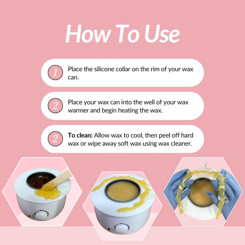 Reusable Non-Stick Silicone Wax Collars for Wax Pot – Fits All 14-16 oz Wax Cans & Warmers – Wax Warmer Collars for Easy, Mess-Free Cleaning (White, 1pc)