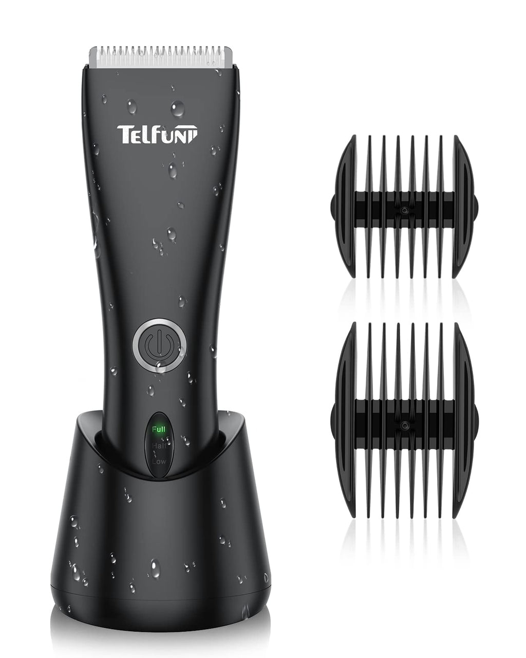 Telfun Body Trimmer for Men, Ball Trimmer & Shaver, Upgrade Electric Groin Hair Trimmer with Dock 2 Ways Charging, Replaceable Ceramic Blade Heads, Waterproof & Wet/Dry Clippers Male Electric Razor