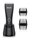 Telfun Body Trimmer for Men, Ball Trimmer & Shaver, Upgrade Electric Groin Hair Trimmer with Dock 2 Ways Charging, Replaceable Ceramic Blade Heads, Waterproof & Wet/Dry Clippers Male Electric Razor