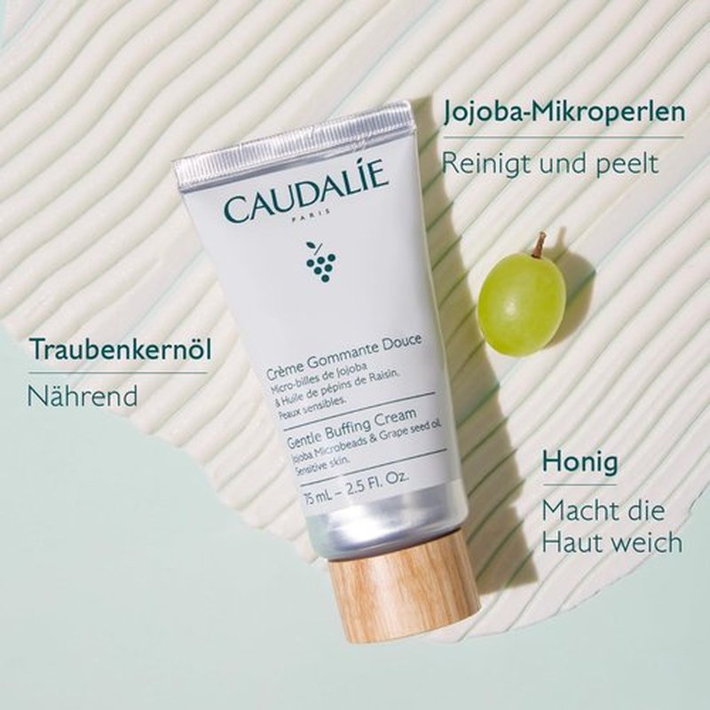 Caudalie Vinoclean Gentle Exfoliating Buffing Cream - Jojoba Microbeads & Nourishing Grape Oil | 75 mL