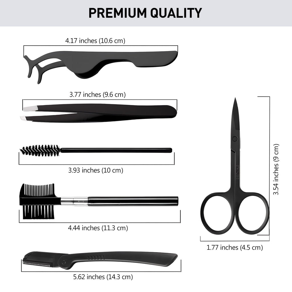 Kootinn Eyebrow Trimmer Kit, 6 in 1 Eyebrow Scissors, Tweezer, Eyebrow Razor, Eyebrow Brush and Comb for Women