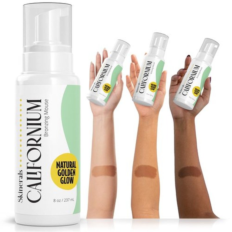 Skinerals Self Tanner Mousse - Organic Sunless Tanning Foam for Face & Body | Streak-Free, Quick-Drying, 8 oz