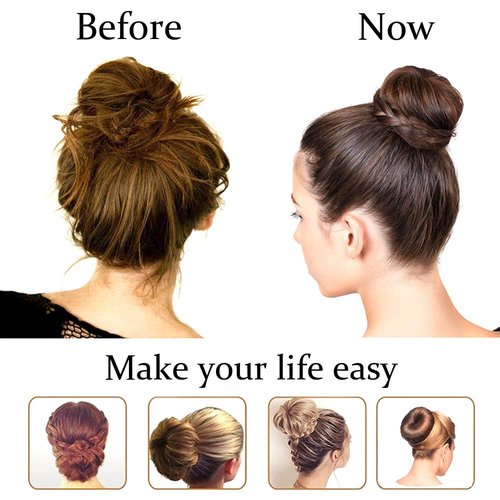 Skiennix Hair Donut Shaper - 2PCS Extra Ring Style Chignon Bun Maker for Kids | 2.5 Inch, Brown