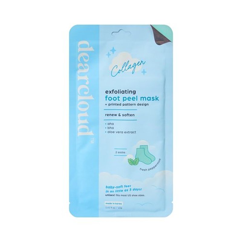 dearcloud Exfoliating Foot Peel Mask – Nourishing, Fresh Peppermint Foot Mask for Dry Cracked Feet (2 pack)