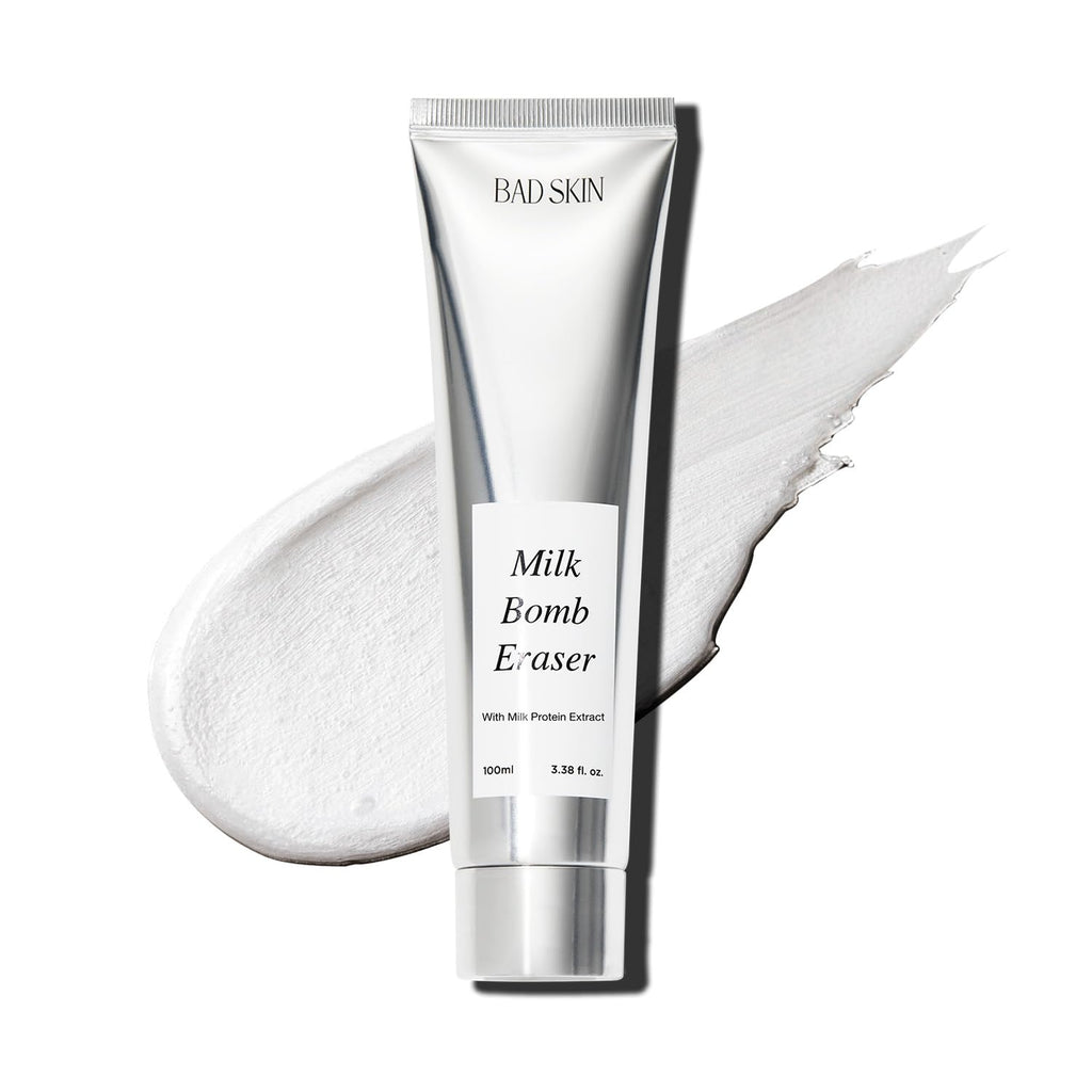 BadSkin Milk Bomb Eraser 100ml | Gentle Daily Cleansing Foam with Milk Protein Extract & AHA/BHA | Hydrating & Pore Cleansing Formula | Made in Korea