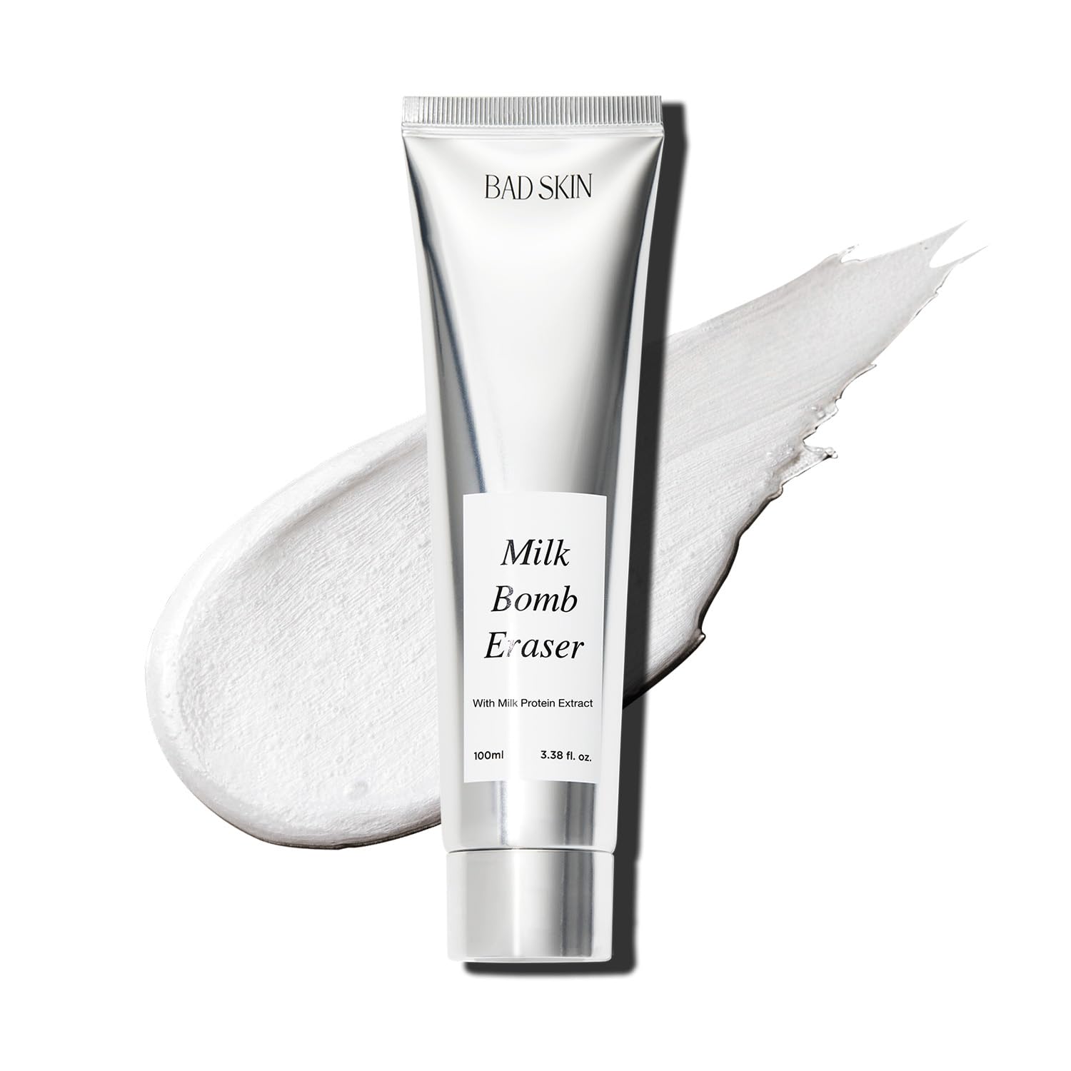 BadSkin Milk Bomb Eraser 100ml | Gentle Daily Cleansing Foam with Milk Protein Extract & AHA/BHA | Hydrating & Pore Cleansing Formula | Made in Korea