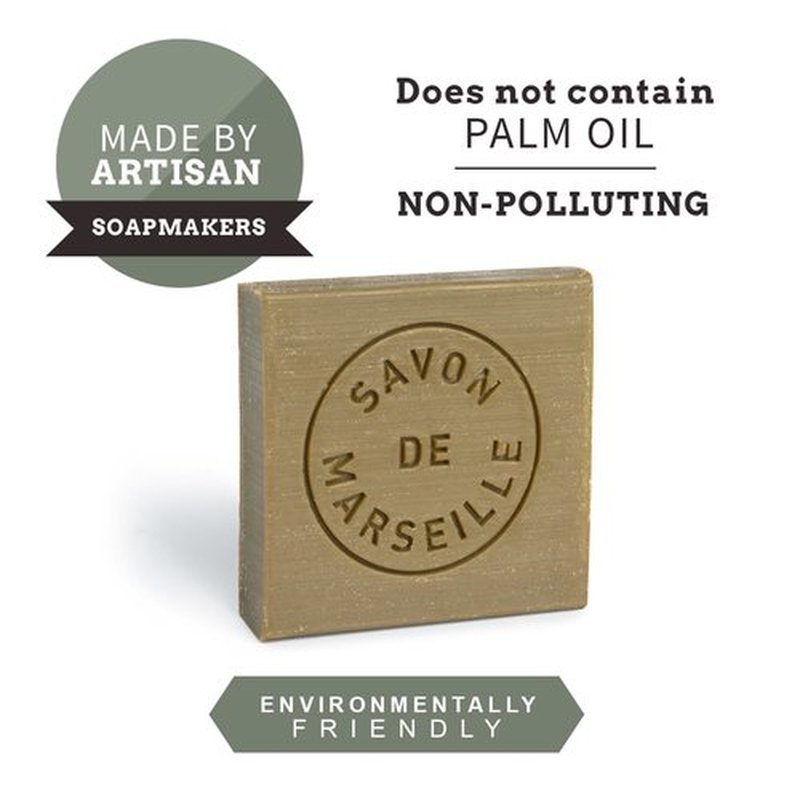 Fer à Cheval Pure Olive Savon De Marseille Soap Bar Sliced Cubes, French Olive Oil Soap Bar Slices, 4x65 g/2.29 oz