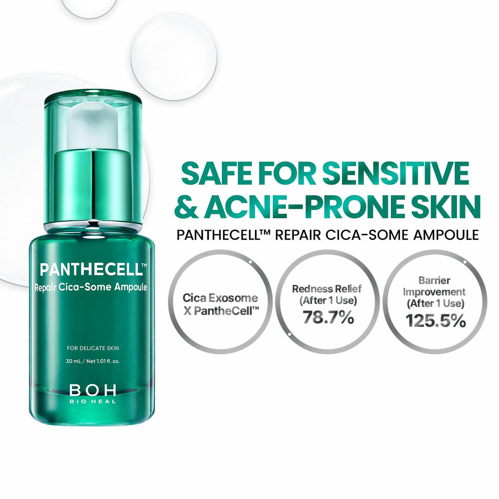 BIOHEAL BOH Panthecell Repair Cica-Some Ampoule 1.01 fl oz | Barrier Repair Serum for face with 1 Billion Cica Exosomes for Skin Recovery & Blemish Care, Facial Serum for Sensitive Skin
