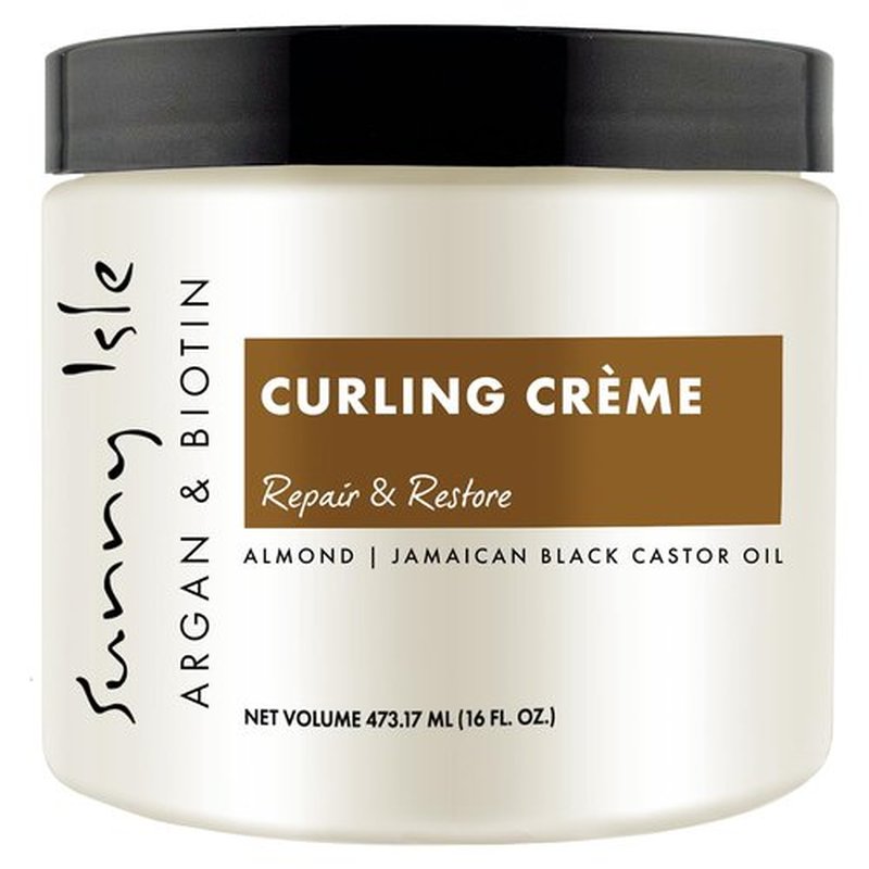 Sunny Isle Argan & Biotin Curling Cream - Lightweight, Curl Enhancing Crème, Paraben Free 16oz