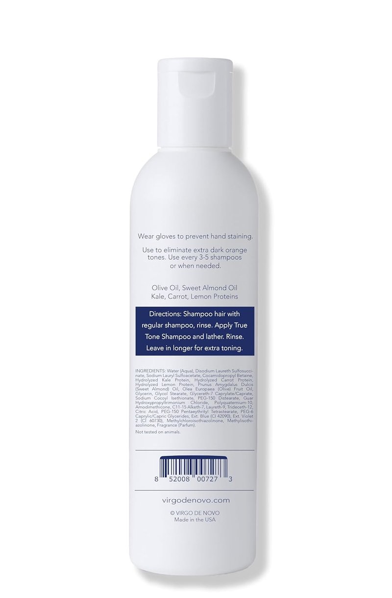 Virgo de Novo Extra Dark Blue Toning Shampoo - Neutralizes Brassy Tones in Lightened Brunette Hair | 8 oz, Vegan & Sulfate-Free