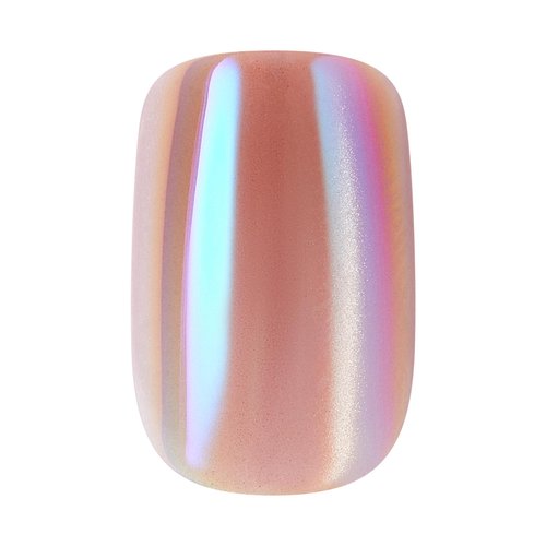KISS GLAM Embellished Press On Nails Short, Golden Hour Affairs, Pink, Squoval, 32 Count