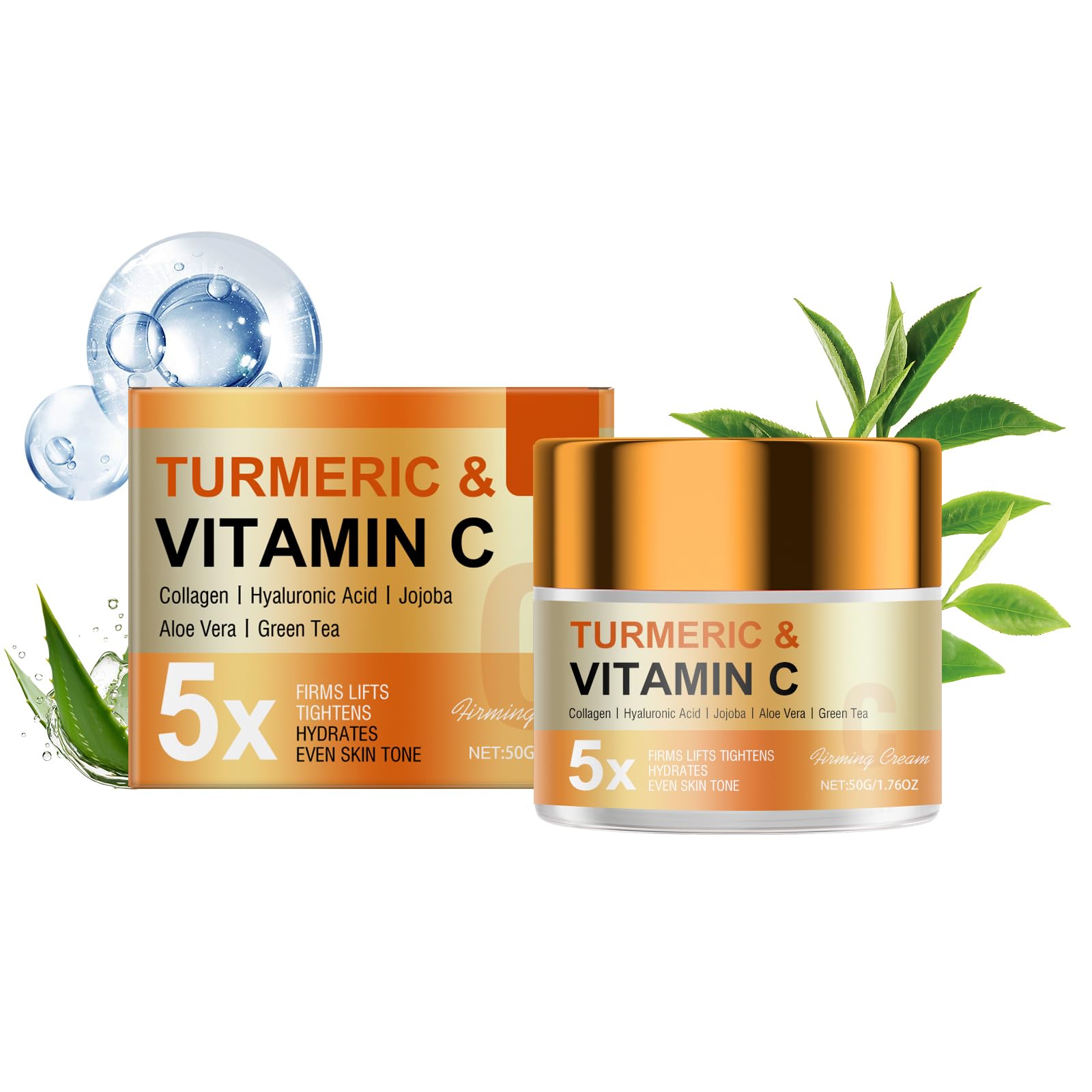 LISAELIXIR Vitamin C Firming Cream – Anti-Aging Moisturizer for Face & Body, Lightweight Hydrating Brightening Cream for All Skin Types, Daily Use, Non-Greasy