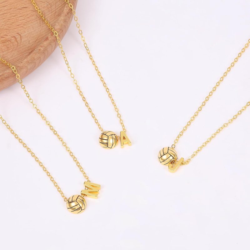 Volleyball Initial Necklace by [Brand Name] - A-Z Letter Design, Perfect Gift for Volleyball Lovers