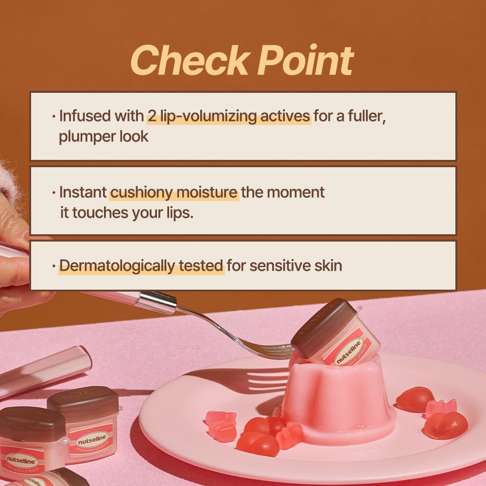 Nutseline Super Nut Collagen Keyring Lip Balm 11ml – 3-in-1 Lip Care Korean Skin Care, Plumps & Firms Lips, Collagen-Boosting, Shea Butter Formula for Hydration & Smoothness, Portable Keyring Design