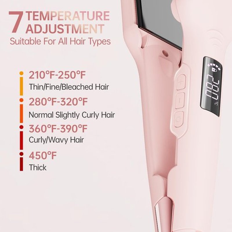 Keflare 1.7-inch Hair Straightener, Fast-Heating Flat Iron with 7 Adjustable Temperature Settings and Dual Voltage Auto-Adjustment, Suitable for Home and Global Travel