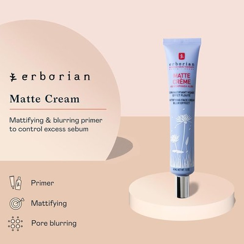Erborian Matte Face Cream - Mattifying & Blurring Primer for Oily Skin | 1.5 Oz for a Flawless Finish