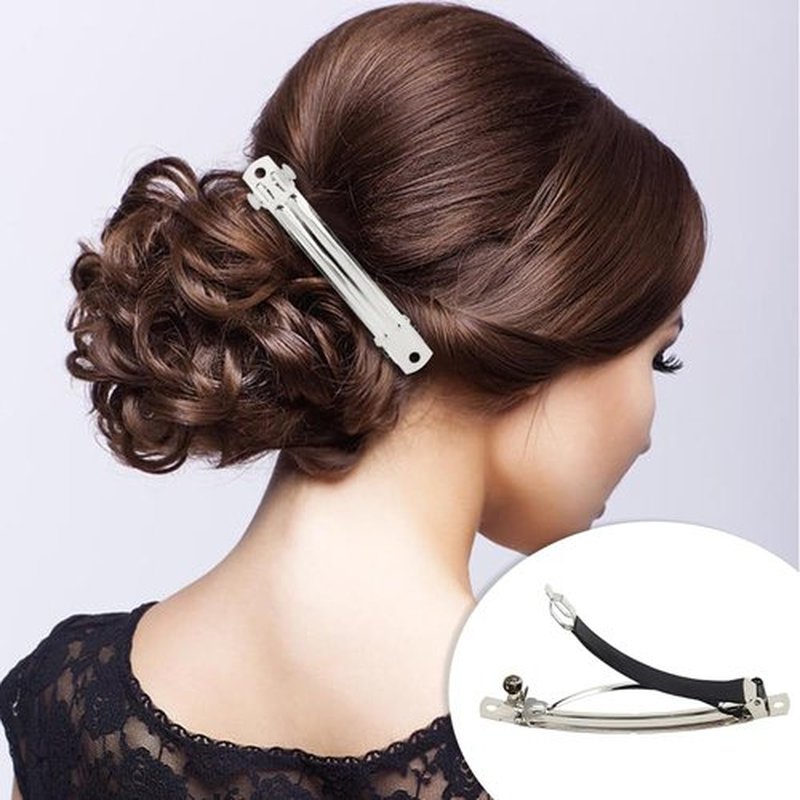 Cinaci 20 Pack 10cm/4" Simple Plain Blank DIY Caft Silver Metal French Hair Barrettes with Black Leather Cover Snap Hair Clips Clasps for Women Girls Teens Hair Accessories (4 Inch)