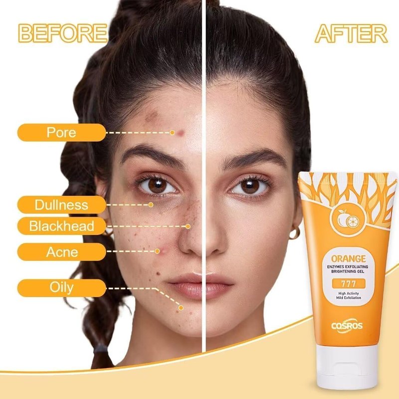Orange Exfoliating Gel Scrub - Natural Orange Peeling Gel for Face and Body, Gentle Facial Exfoliator, Deep Cleansing Face Scrub for All Skin Types