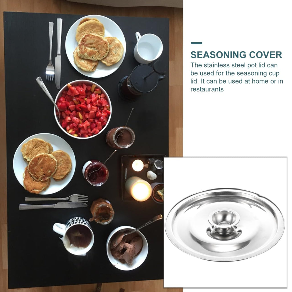 DOITOOL 6.29 Inch Stainless Steel Seasoning Pot Cover Pot Lid for Kitchen Bowls and Containers Easy-Clean Cookware Lid 1 Piece