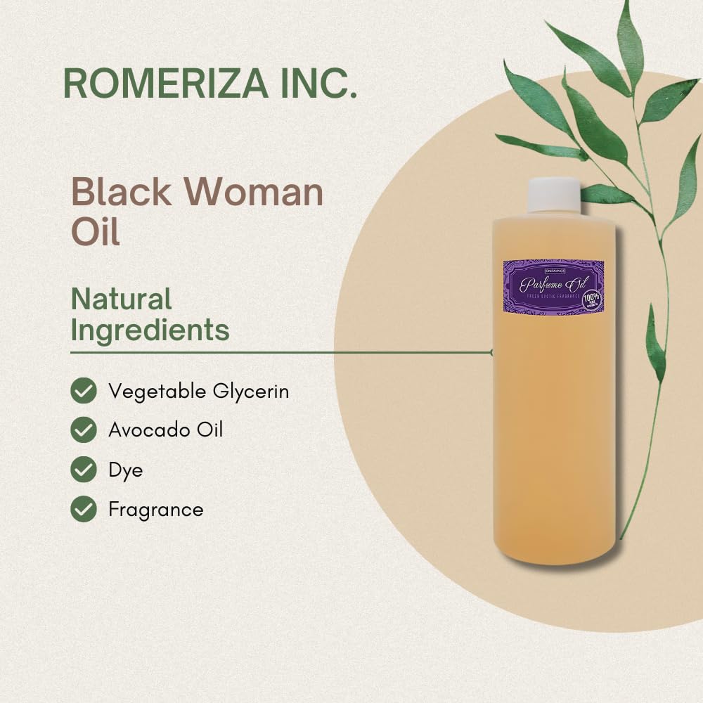ROMERIZA INC. 2 Fl Oz Plastic Bottle Black Woman Perfume Oil, Women Fragrance Body Oil Uncut Fragrance For Home & Personal Use Everyday Scent