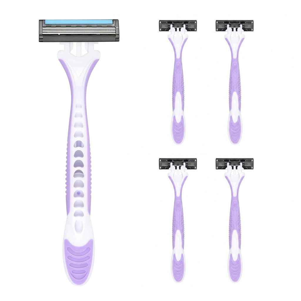Disposable Razors for Women(4 Count), Womens Razors for Shaving,3 Blades & Aloe Lubricating Strip for Sensitive Skin, Bikini Razors for Women,Women Shaver for Legs & Armpits, Travel Essentials