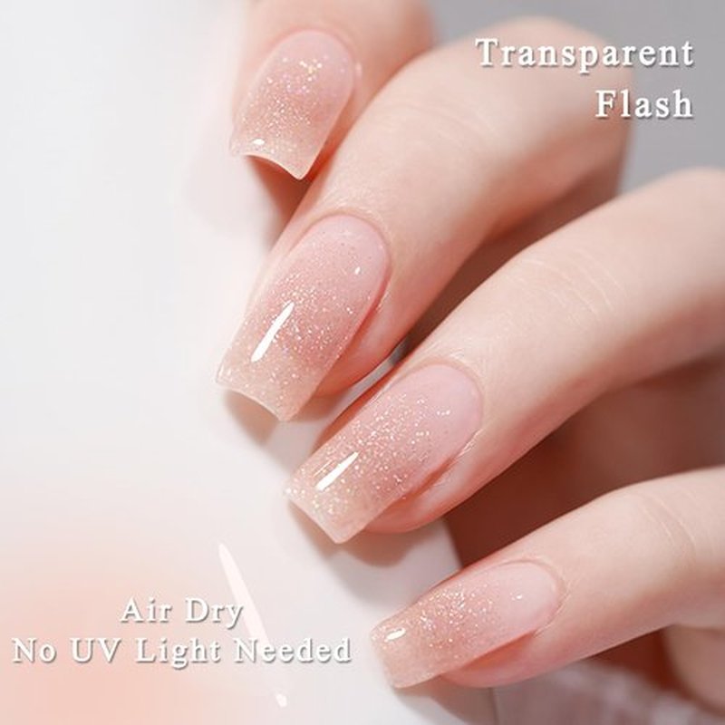 NovaCharm Clear Sparkle Nail Polish, Quick Dry Glitter Top Coat, Air-Dry Shimmer Nail Color for Women and Girls, Long Wear No-Lamp Nail Polish, 12ML