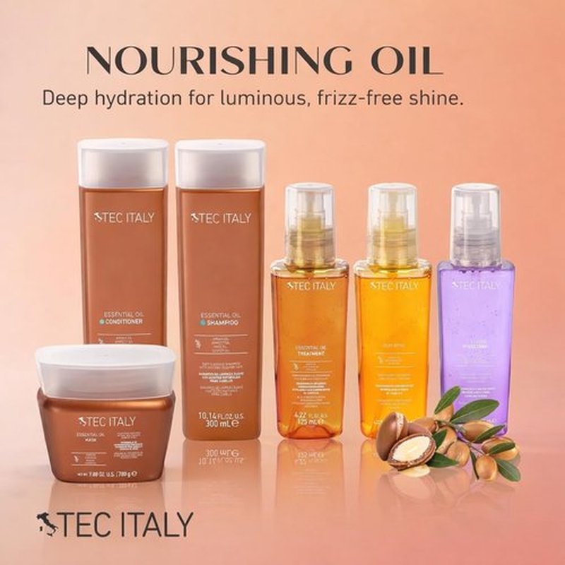 Tec Italy Olio Vital Hair Treatment for Dry & Damaged Hair, Deep Repair, Restores Softness, Shine & Strength, 4.22 fl oz (125 ml)