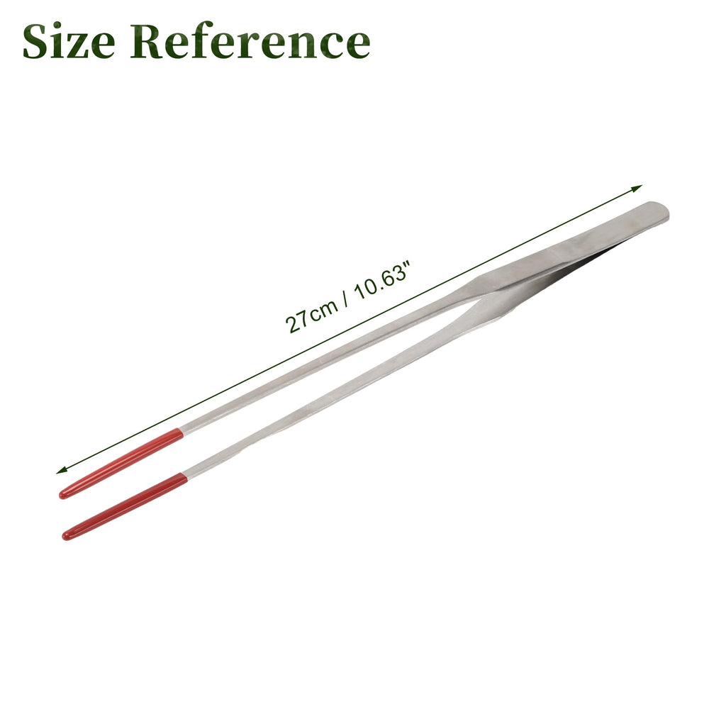 CAPASTEC Reptile Feeding Tongs, Stainless Steel Lizard Feeding Tongs, Aquarium Straight Feeding Tweezers for Reptiles with Rubber Tip, Terrarium Feeding Tongs for Gecko, 10.63" Length, Red