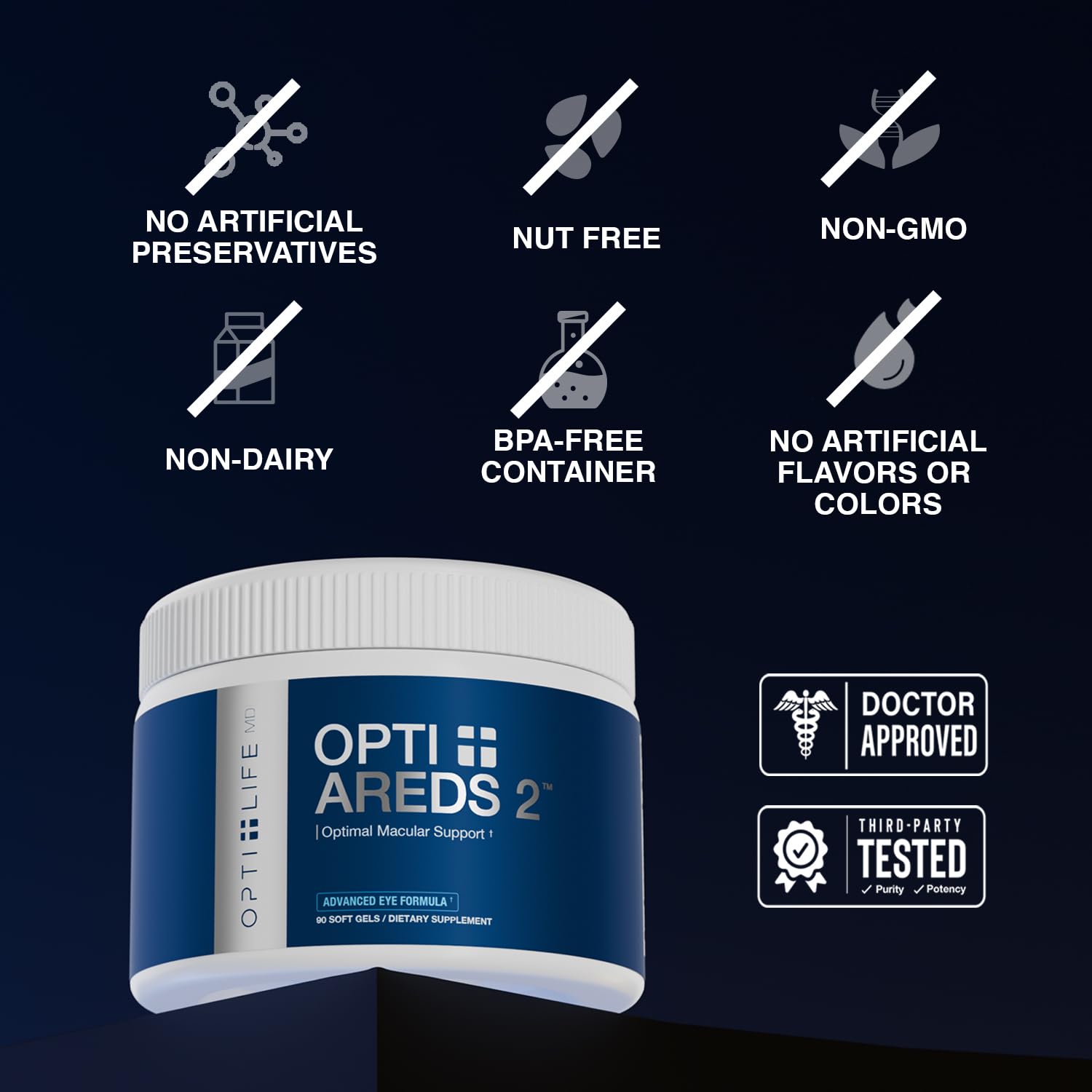 Opti + AREDS 2 Supplements | Vision & Eye Health Supplements for Adults | Includes Lutein, Zeaxanthin, Zinc, and Vitamin C for Macular Support* | 90 Softgels / 45 Servings
