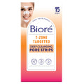 Bioré T-Zone Blackhead Remover Strips, Deep Cleansing Pore Strips, (5 Nose + 5 Face + 5 Chin Strips), Instant Pore Unclogging for the T-Zone Area, 15 Count (Pack of 12)