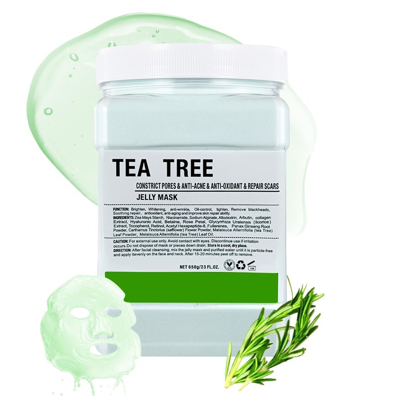 LUCKY CAT Jelly Mask for Facials Professional, Hydrating & Moisturizing Peel-Off Gel Jelly Face Mask Skin Care for Deep Hydration & Glow, Professional Spa Use for All Skin Types 23 Fl Oz (Tea Tree)