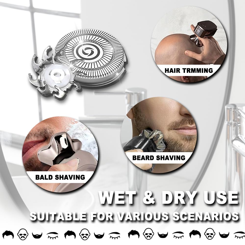 4 PACKS Head Shaver Replacement Heads Compatible with Skull Shaver Pitbull Gold PRO, Pitbull Silver PRO, Palm, Pitbull Platinum PRO, Sk-ull Shaver Pitbull Gold PRO Shaver Replacement Blade