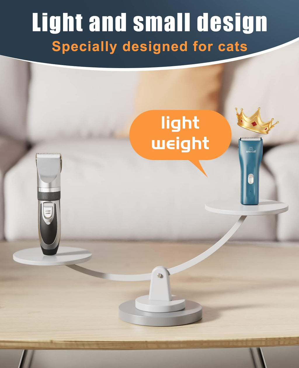 oneisall Pet Clippers for Cat Matted Hair, Quiet Pet Shaver for Cats