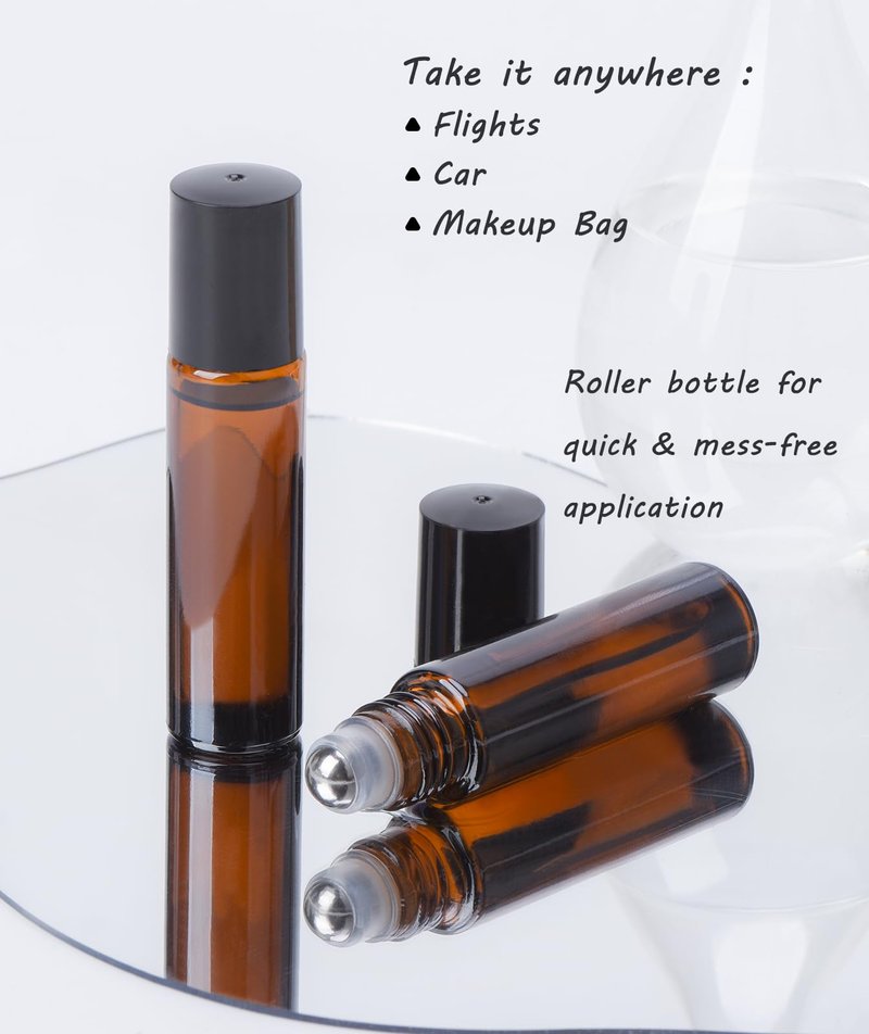 VRJEUGO Organic Castor Oil for Face Roll On，Rollerball Deep Hydration for Skin Care and Hair, Castor Oil Organic Cold Pressed Unrefined Glass Bottle 8oz with 2 Roller
