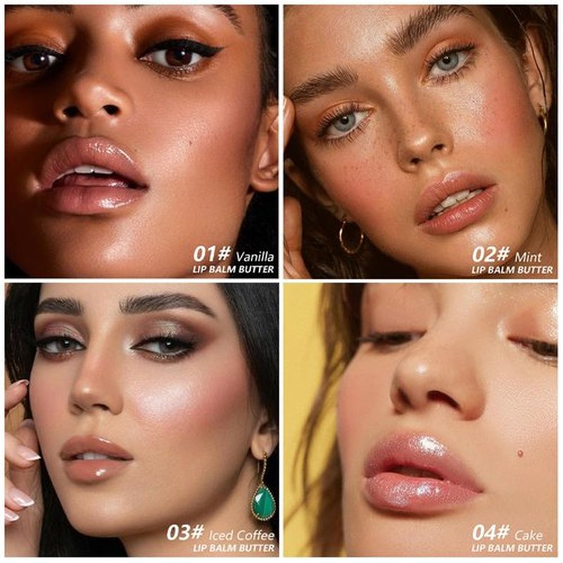 4 Pcs Summer Lip Butter Lip Balm, Ultra-Hydrating Natural Vegan Lip Balm, Sheer-Tinted Shine & Hydration Lip Care, Soothes & Softens Dry Lips Skincare, Bálsamo labial hidratante (#1+2#+3#+4#)