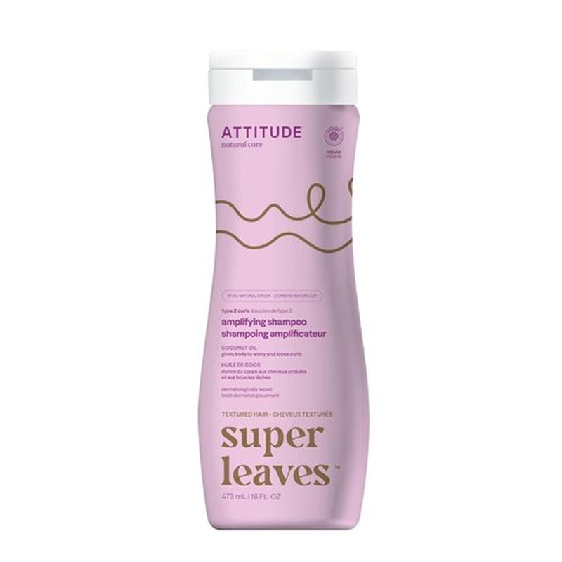 ATTITUDE Amplifying Shampoo for Curly Hair - Coconut Oil, EWG Verified, Vegan, 16 Fl Oz | Enhances Curl Body