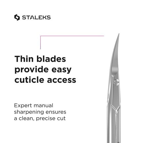 Staleks Pro EXPERT 11 Cuticle Scissors Type 1 – Left-Handed – Narrow Blades – Stainless Steel – Ergonomic Manicure Scissors
