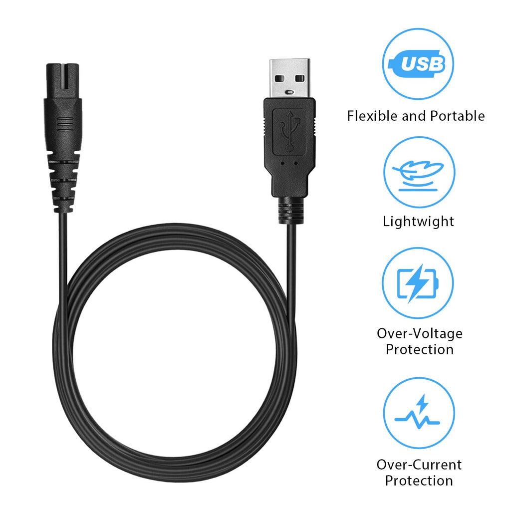 Charger Cable for Skull Pitbull Charger, Palm, Butterfly Kiss and Beast Clipper PRO Shaver, Charger Cable Cord with Wall Charger Adapter for Skull Pitbull Gold PRO Pitbull Platinum PRO