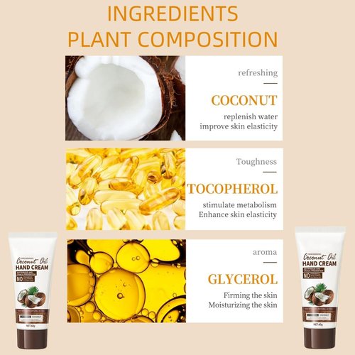 Skiennix Coconut Hand Cream - Daily Moisturizing Formula for Dry Hands | Non-Greasy & Fast Absorbing - 2.1oz