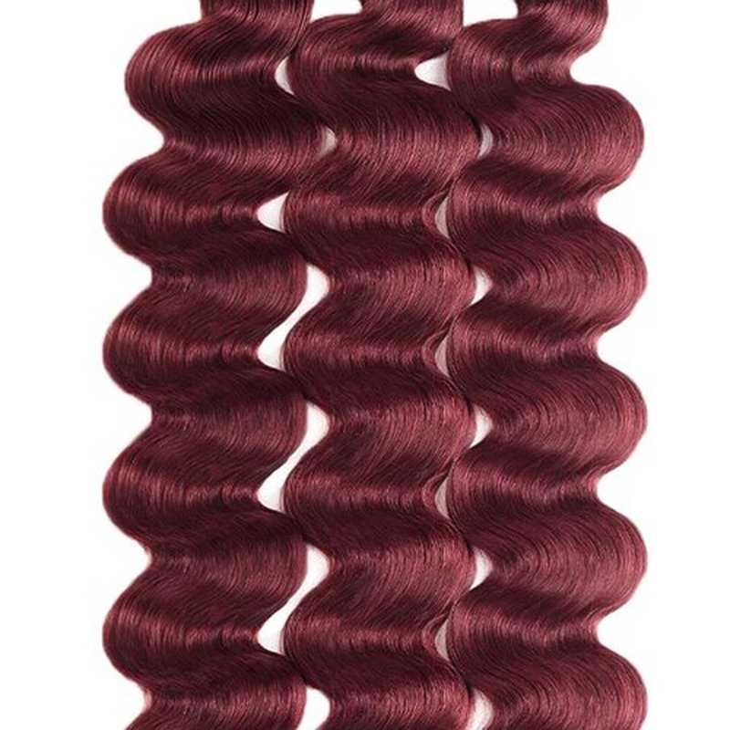 Hydtxc Bundles Human Hair Burgundy 99J 12 14 16 Inch Body Wave Human Hair Bundles Wine Red Unprocessed Brazilian Virgin Hair Double Weft Quick Weave for Black Women