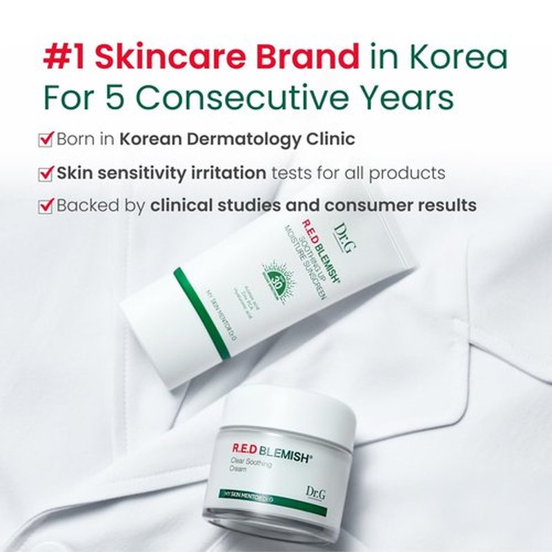 Dr. G R.E.D. Blemish Clear Hyal-Cica Soothing Serum - Korean Skincare - Long-Lasting, Hydrating Serum for All Skin Types - Cools Skin Temperature - Hyaluronic Acid & Centella Asiatica - 1.69 fl oz