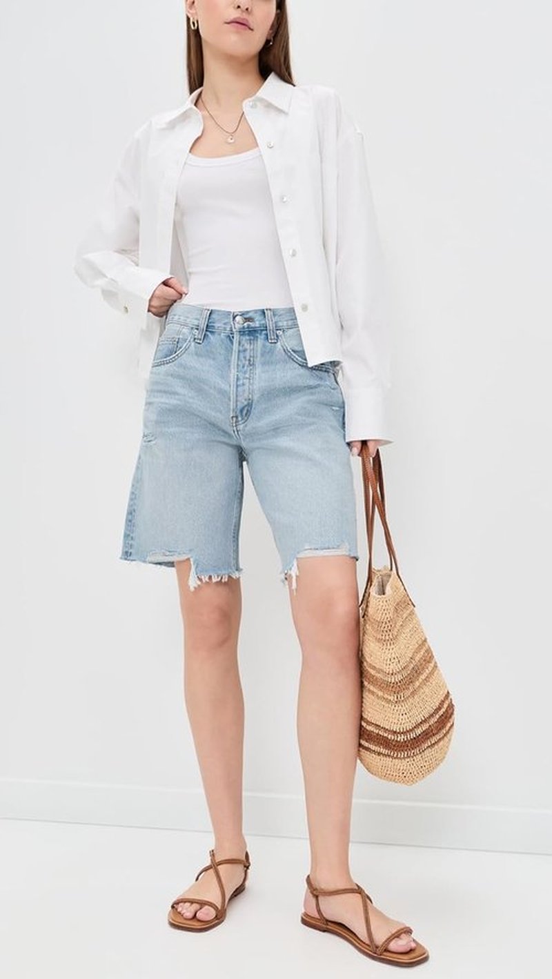 Madewell Women's Essex Long Baggy Shorts - Comfortable Fit | Versatile Style for Everyday Wear
