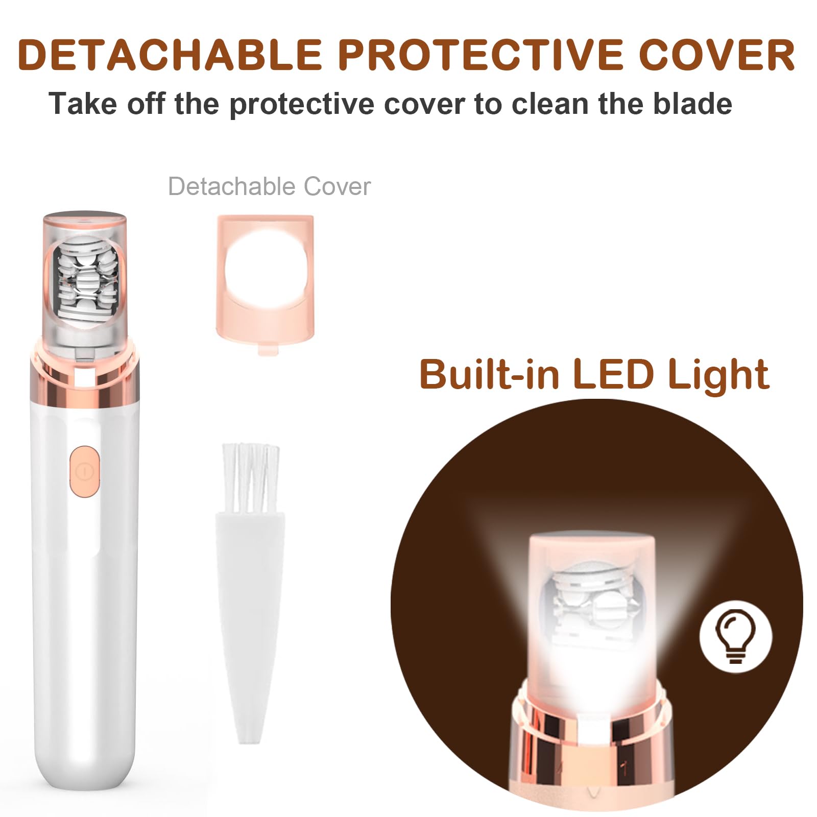 Epilators Hair Removal for Women - Smooth Glide Epilator and Removal 2-in-1 - Mini Size Epilating Plucker for Face Armpits Back Portable Smooth Skin Hair Free Epilation System (White)