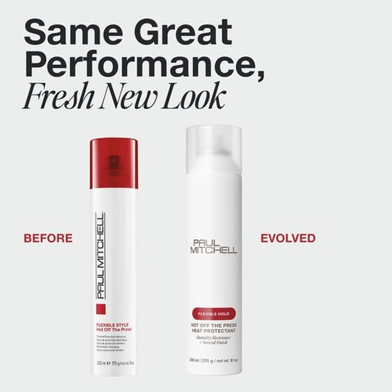 Paul Mitchell Hot Off The Press Heat Protectant, Humidity Resistance, Flexible Hold + Natural Finish, For All Hair Types, 2 oz