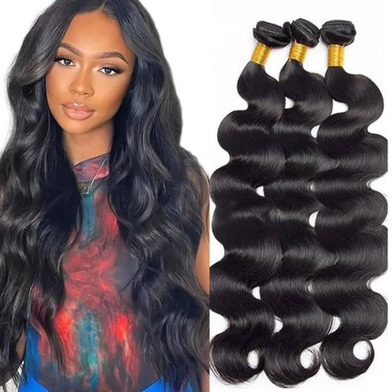 Body Wave Human Hair Bundles 24 26 28 Inch Unprocessed Brazilian Hair Extensions Double Weft Body Wave Bundles 150G Natural Black Healthy And Soft For Women Deals