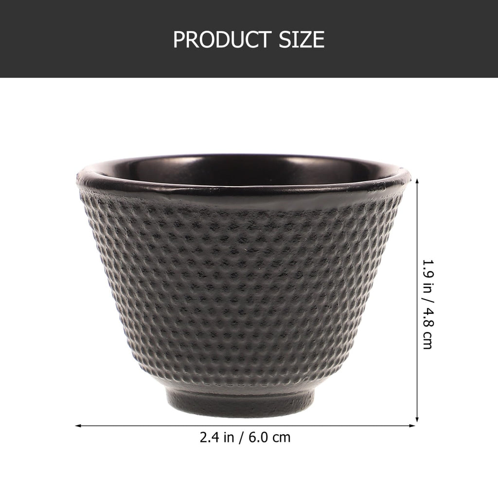 Angoily 2pcs Japanese Tea Cup Black Cups Japanese Cast Iron Tea Set Chinese Retro Kung Fu Teacup Handcraft Mugs Set for Households, Offices
