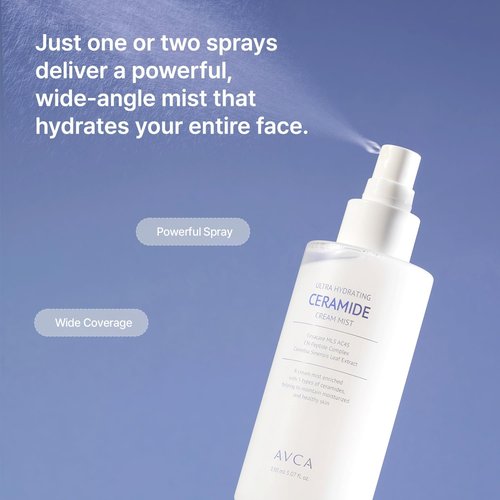 AVCA Ultra Hydrating Ceramide Cream Mist - Milky Facial Spray with 5 Ceramides for Deep Moisture & Dewy Glow (5.07 fl oz)